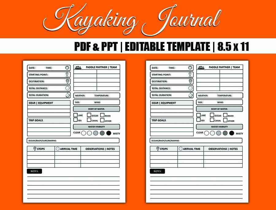 Printable Kayaking Log Book